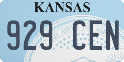 KS license plate 929CEN