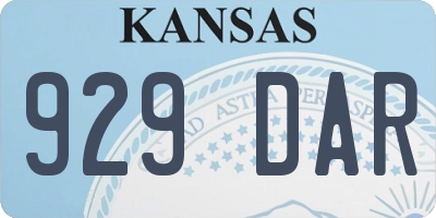 KS license plate 929DAR