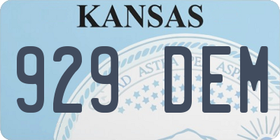 KS license plate 929DEM