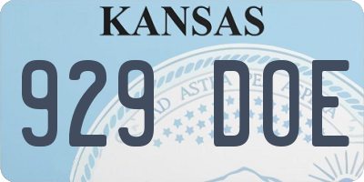 KS license plate 929DOE