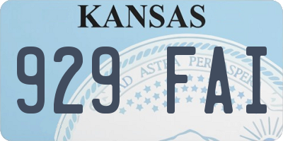 KS license plate 929FAI