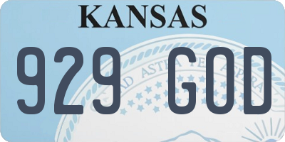 KS license plate 929GOD