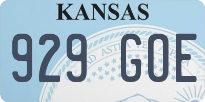KS license plate 929GOE