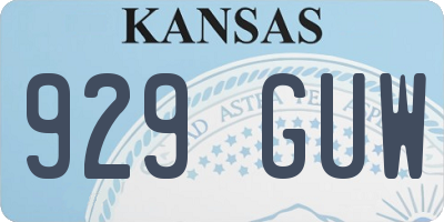 KS license plate 929GUW