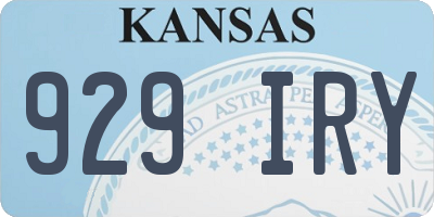 KS license plate 929IRY