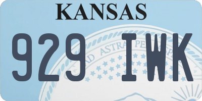 KS license plate 929IWK