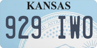 KS license plate 929IWO
