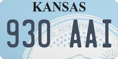 KS license plate 930AAI