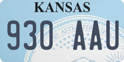 KS license plate 930AAU