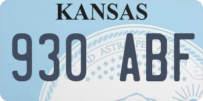 KS license plate 930ABF