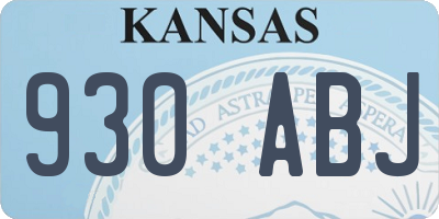 KS license plate 930ABJ