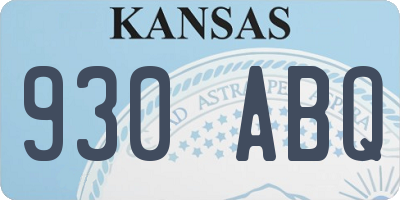 KS license plate 930ABQ