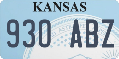 KS license plate 930ABZ