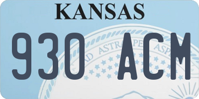 KS license plate 930ACM
