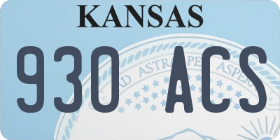 KS license plate 930ACS