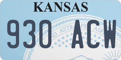 KS license plate 930ACW