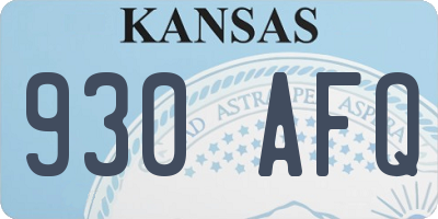 KS license plate 930AFQ