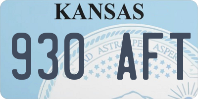 KS license plate 930AFT