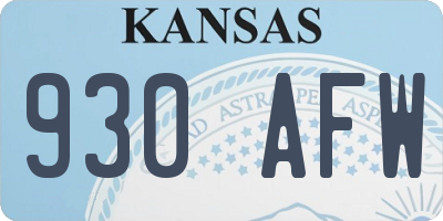KS license plate 930AFW