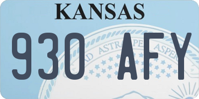 KS license plate 930AFY