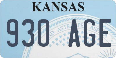 KS license plate 930AGE