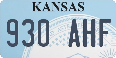 KS license plate 930AHF