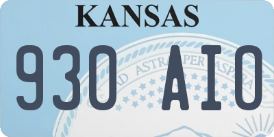 KS license plate 930AIO