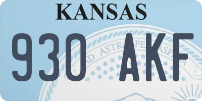 KS license plate 930AKF