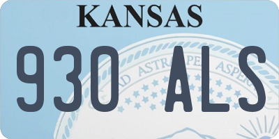 KS license plate 930ALS