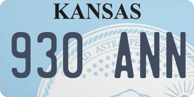 KS license plate 930ANN