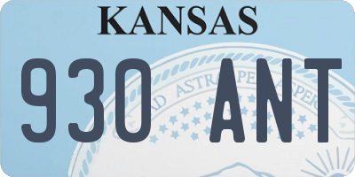 KS license plate 930ANT