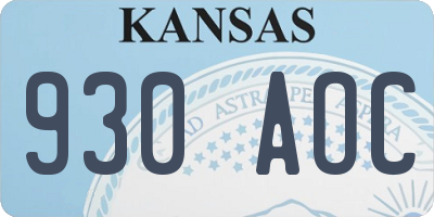 KS license plate 930AOC