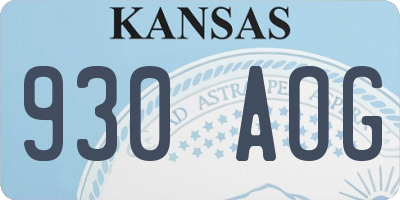 KS license plate 930AOG