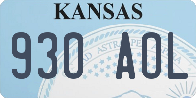 KS license plate 930AOL