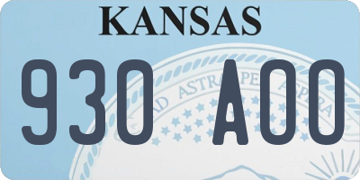 KS license plate 930AOO