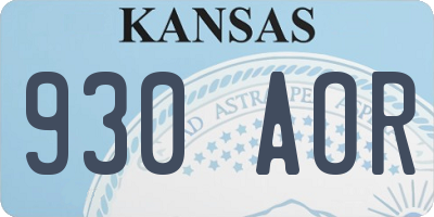 KS license plate 930AOR