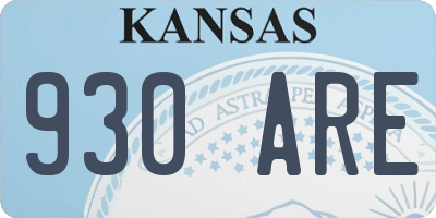 KS license plate 930ARE