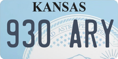 KS license plate 930ARY