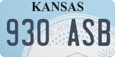 KS license plate 930ASB