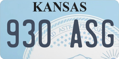 KS license plate 930ASG