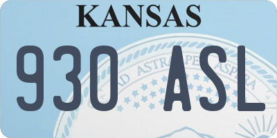 KS license plate 930ASL