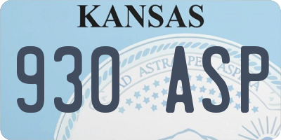 KS license plate 930ASP