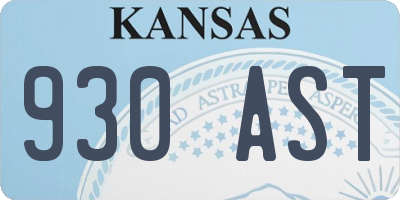 KS license plate 930AST
