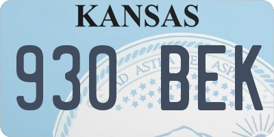 KS license plate 930BEK