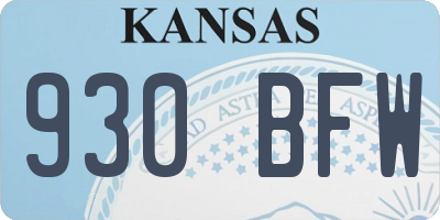 KS license plate 930BFW