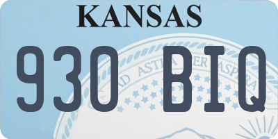 KS license plate 930BIQ