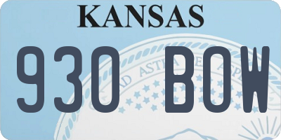 KS license plate 930BOW
