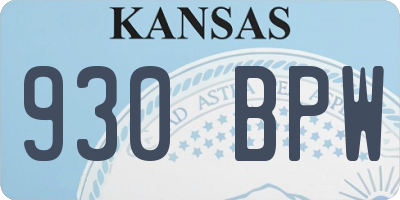KS license plate 930BPW