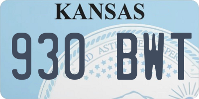 KS license plate 930BWT