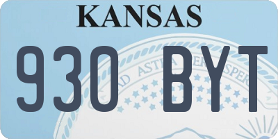 KS license plate 930BYT